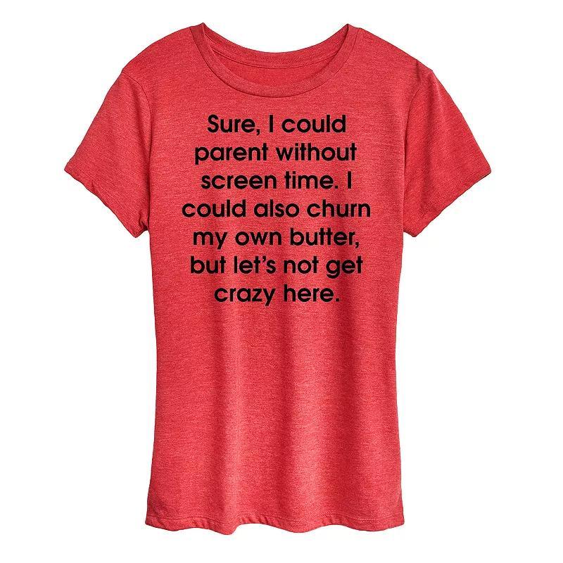 Womens Parent Without Screen Time Graphic Tee Grey Red Product Image