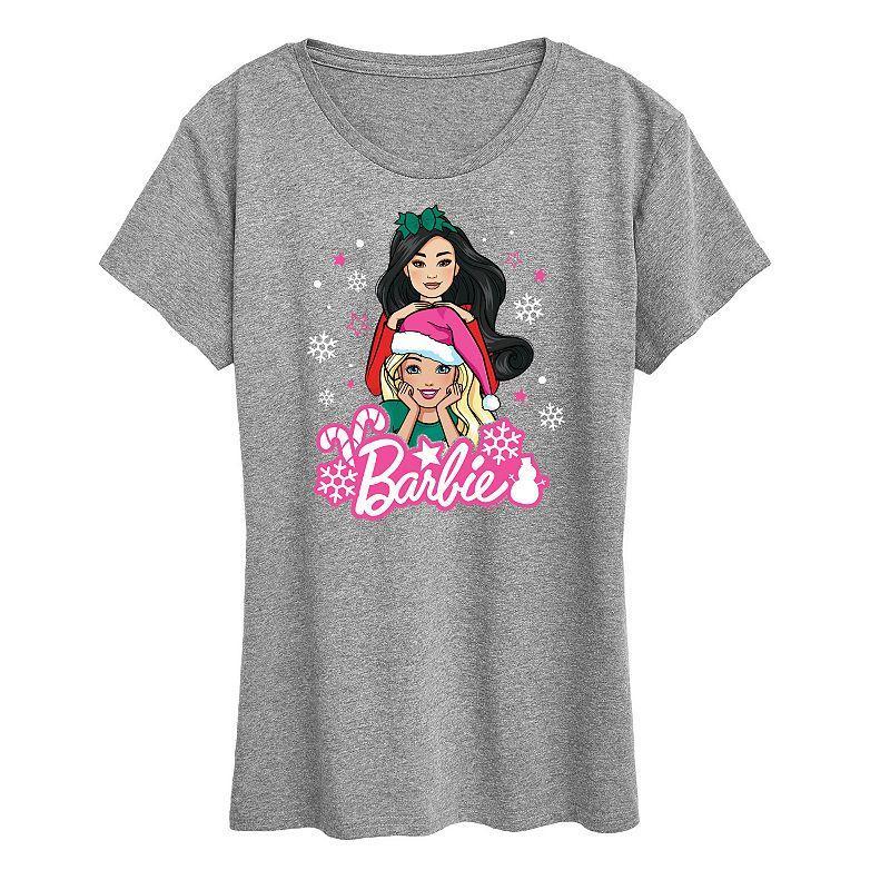 Womens Barbie Holiday Friends Graphic Tee, Girls Grey Gray Product Image