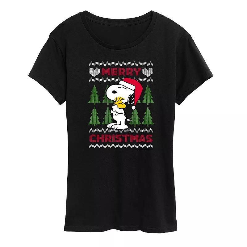 Womens Peanuts Snoopy Christmas Sweater Graphic Tee Product Image