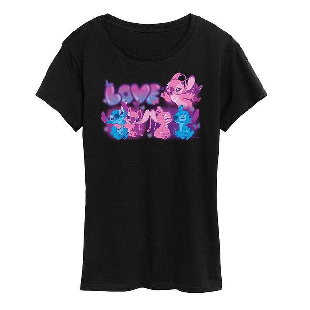 Disneys Lilo & Stitch Womens Love Grid Graphic Tee Product Image