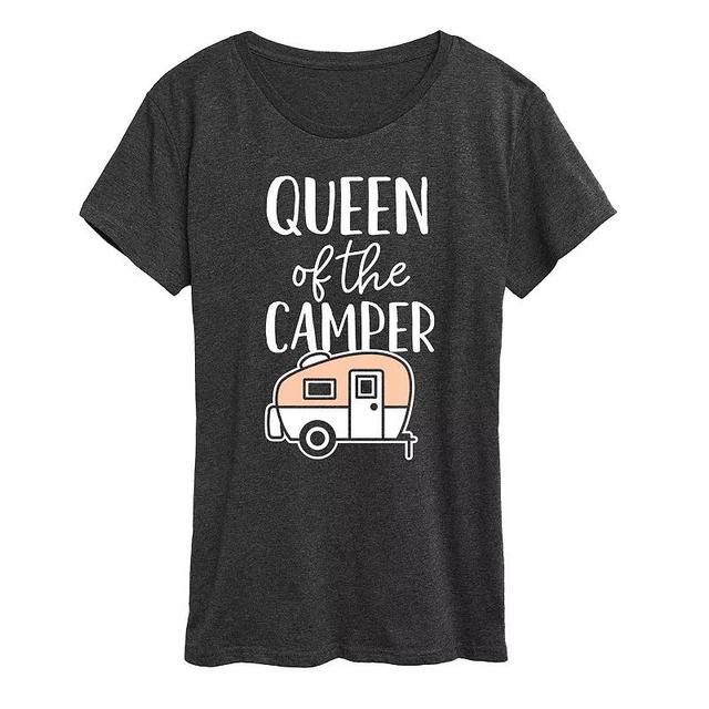 Womens Queen of the Camper Graphic Tee Grey Green Product Image