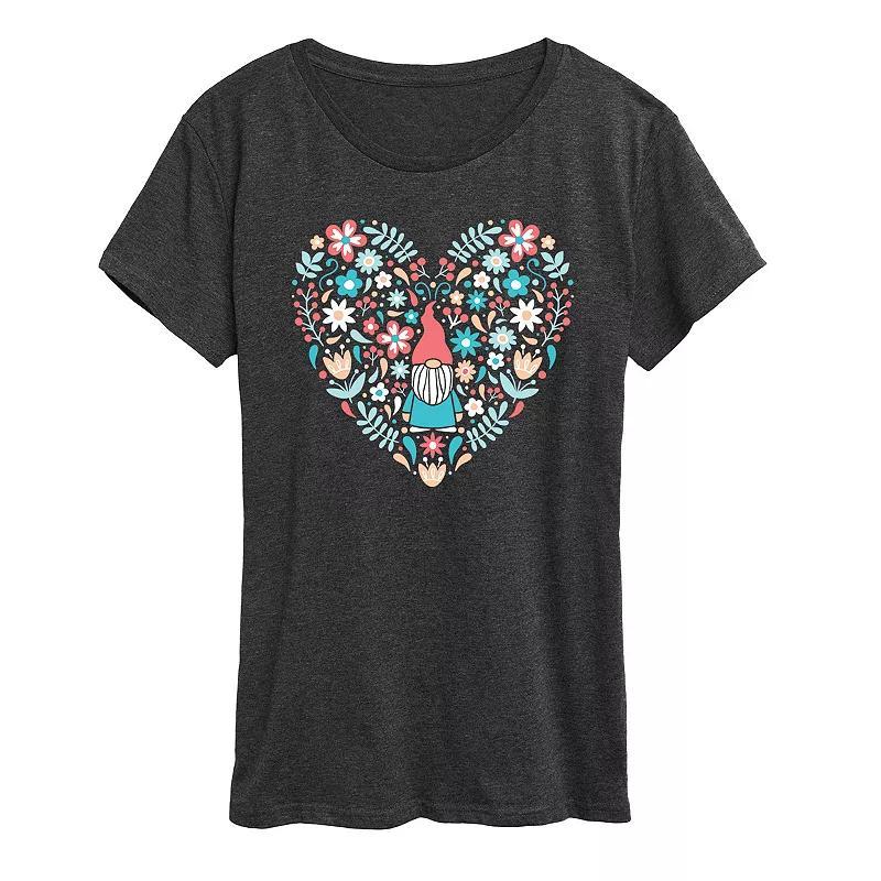 Womens Scandinavian Heart Gnome Graphic Tee Blue Product Image