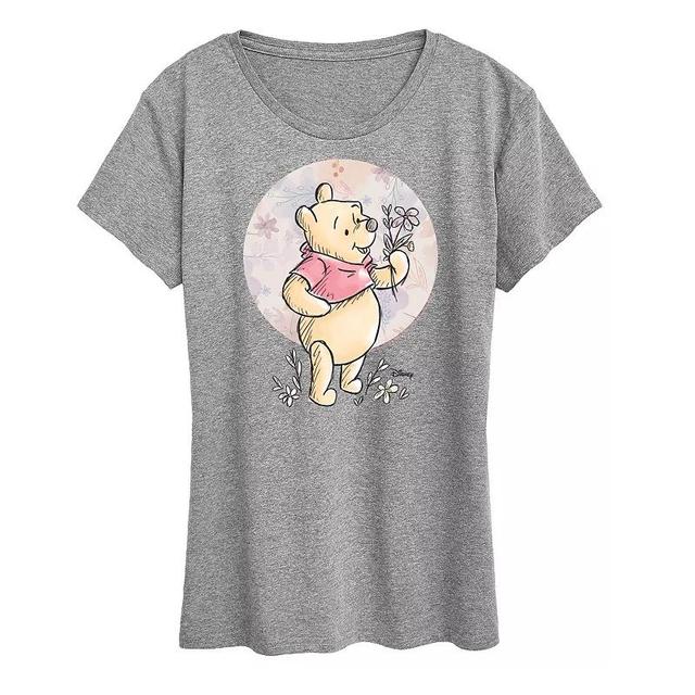 Disneys Minnie Mouse Womens Floral Circle Pooh Graphic Tee Product Image