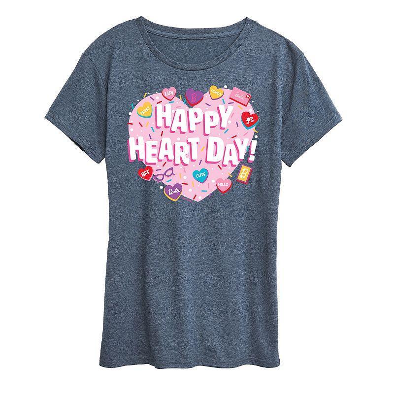 Womens Barbie Happy Heart Day Graphic Tee Grey Blue Product Image