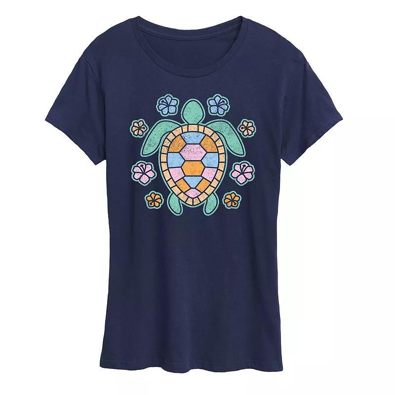 Womens Turtle And Flowers Graphic Tee Product Image