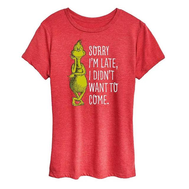 Womens Dr. Seuss The Grinch Sorry Im Late Graphic Tee, Girls Product Image