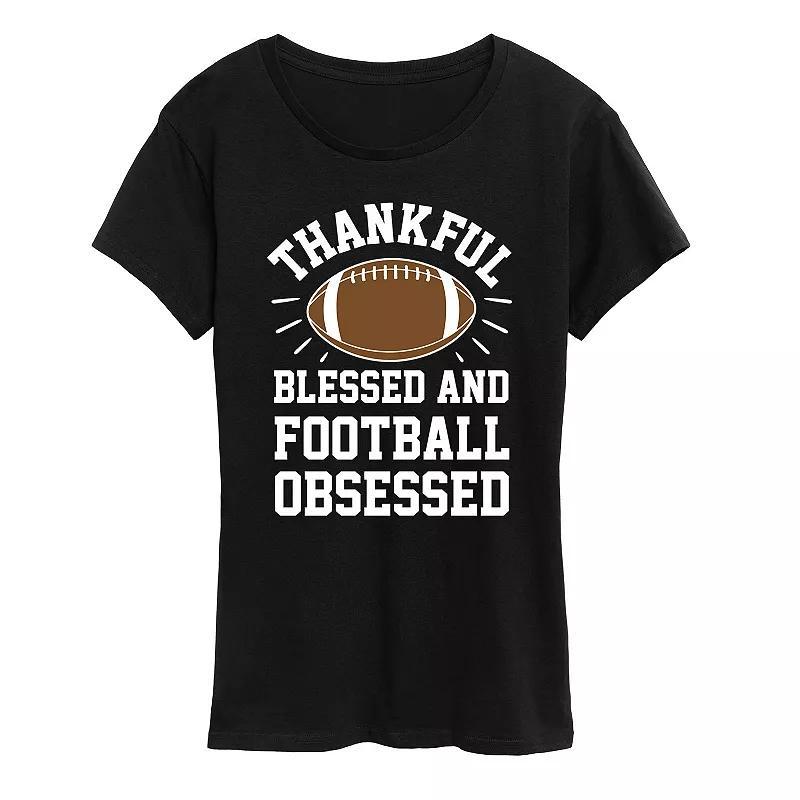 Womens Football Obsessed Graphic Tee Black Product Image