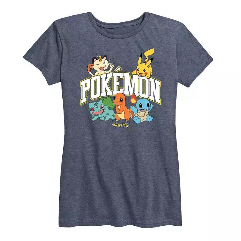 Plus Pokemon Athletic Graphic Tee, Womens Grey Blue Product Image