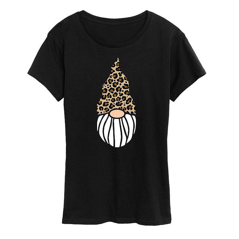 Womens Leopard Print Gnome Graphic Tee Product Image