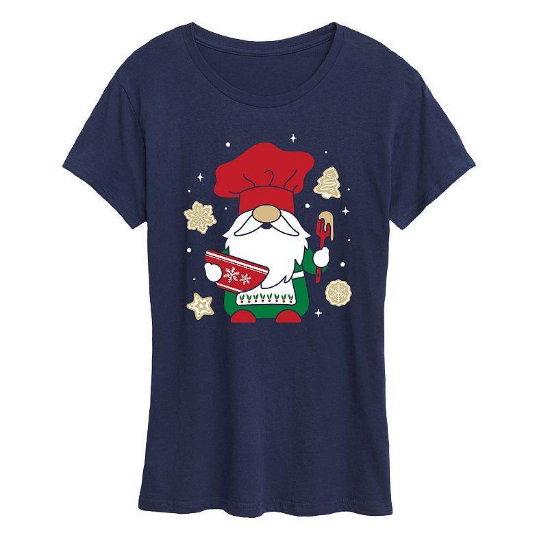 Womens Christmas Baking Gnome Graphic Tee, Girls Heather Grey Product Image