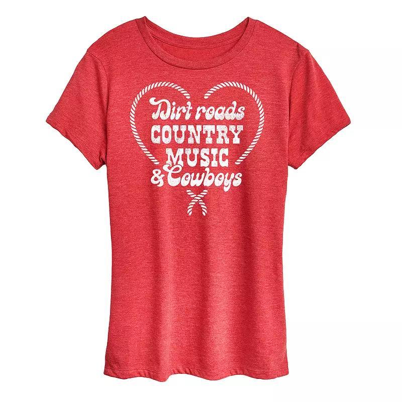 Womens Dirt Roads Country Music Cowboys Graphic Tee Product Image