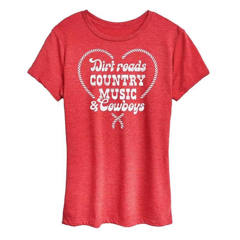 Womens Dirt Roads Country Music Cowboys Graphic Tee Product Image