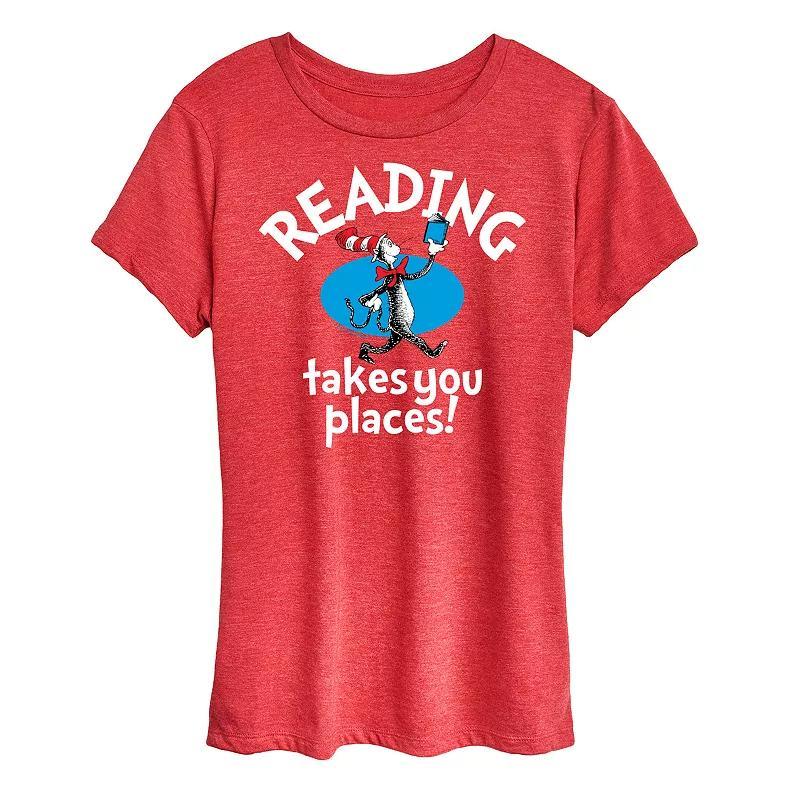 Womens Dr. Seuss Reading Graphic Tee Blue Product Image