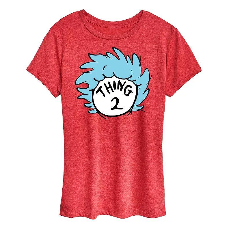 Womens Dr. Seuss Thing 1 Graphic Tee Grey Red Product Image