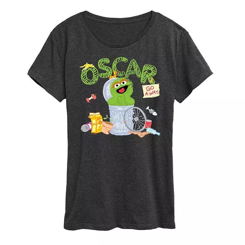 Womens Sesame Street Oscar Graphic Tee, Girls Heather Grey Product Image