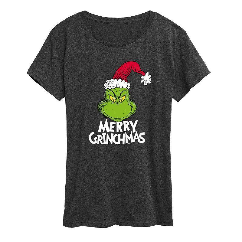 Womens Dr. Seuss The Grinch Merry Grinchmas Graphic Tee Dark Grey Product Image