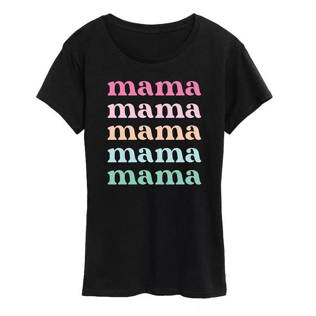 Womens Colorful Stacked Mama Graphic Tee Product Image