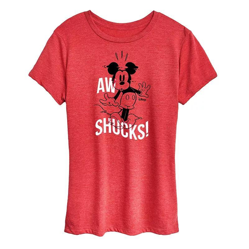 Disneys Mickey Mouse Womens Ah Shucks Graphic Tee Grey Red Product Image