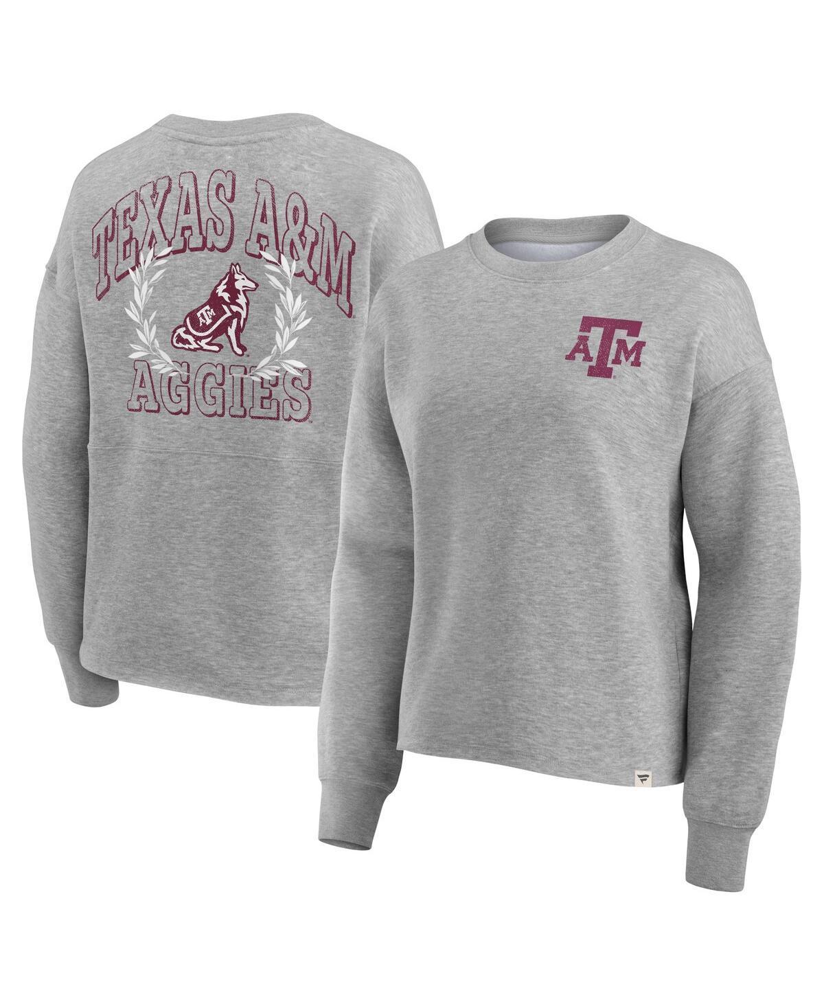 Womens Fanatics Heather Gray Texas A&M Aggies Ready Play Crew Pullover Sweatshirt Product Image