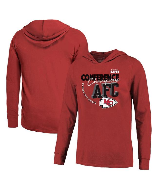 Mens Majestic Threads Red Kansas City Chiefs 2022 Afc Champions High Tide Long Sleeve Hoodie T-shirt Product Image