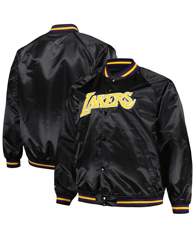 Mens Mitchell & Ness Los Angeles Lakers Big & Tall Hardwood Classics Wordmark Satin Raglan Full-Zip Jacket Product Image