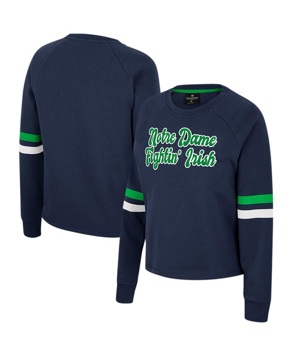 Womens Colosseum Navy Notre Dame Fighting Irish Talent Competition Raglan Pullover Sweatshirt Product Image