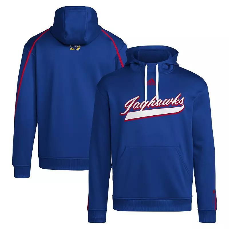 Mens adidas Royal Kansas Jayhawks 2024 Sideline Travel Pullover Hoodie Product Image