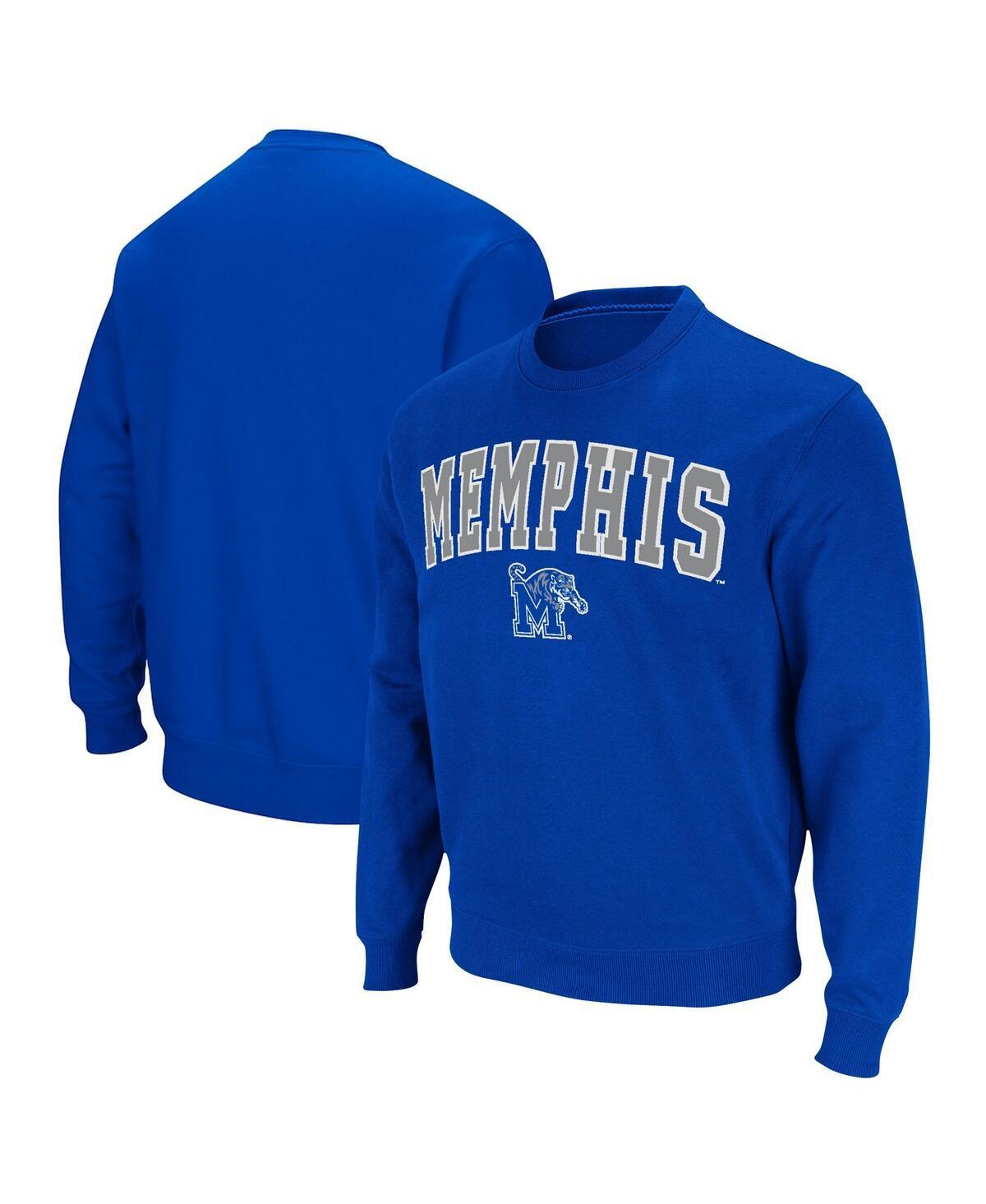 Mens Colosseum Royal Memphis Tigers Arch & Logo Tackle Twill Pullover Sweatshirt MEM Blue Product Image