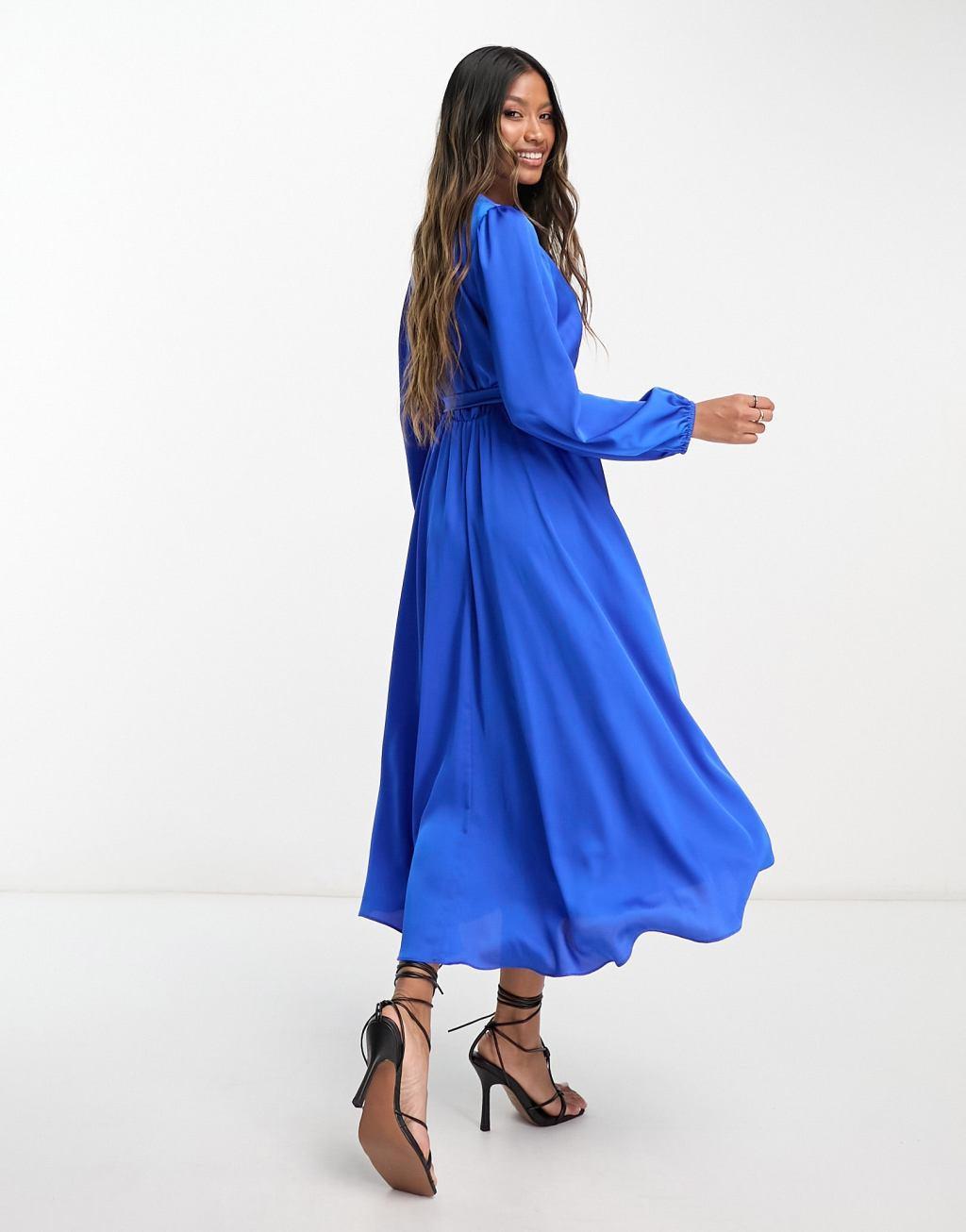 Ever New long sleeve tie waist midi dress Product Image