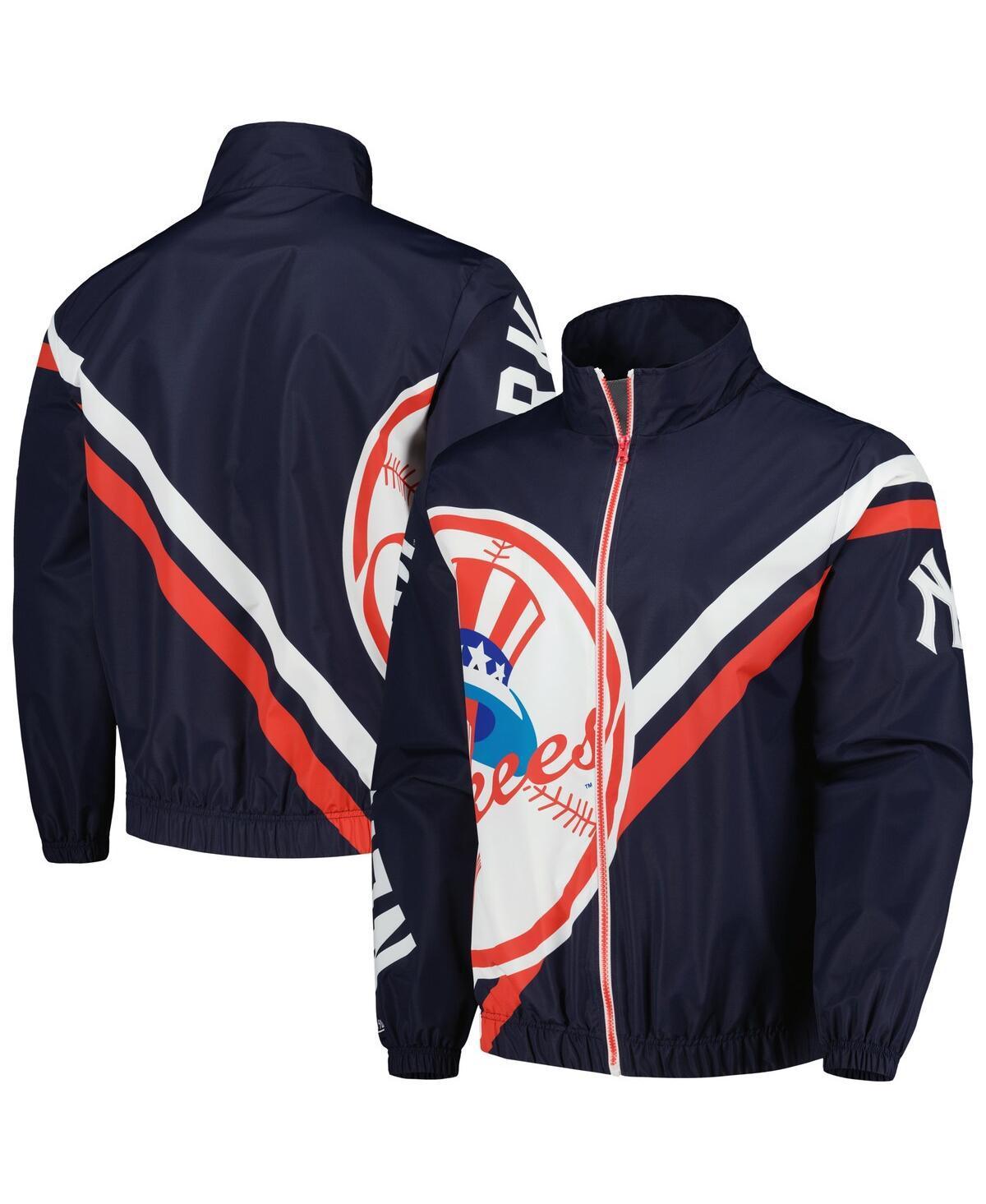 Mens Mitchell & Ness Navy New York Yankees Exploded Logo Warm Up Full-Zip Jacket Product Image