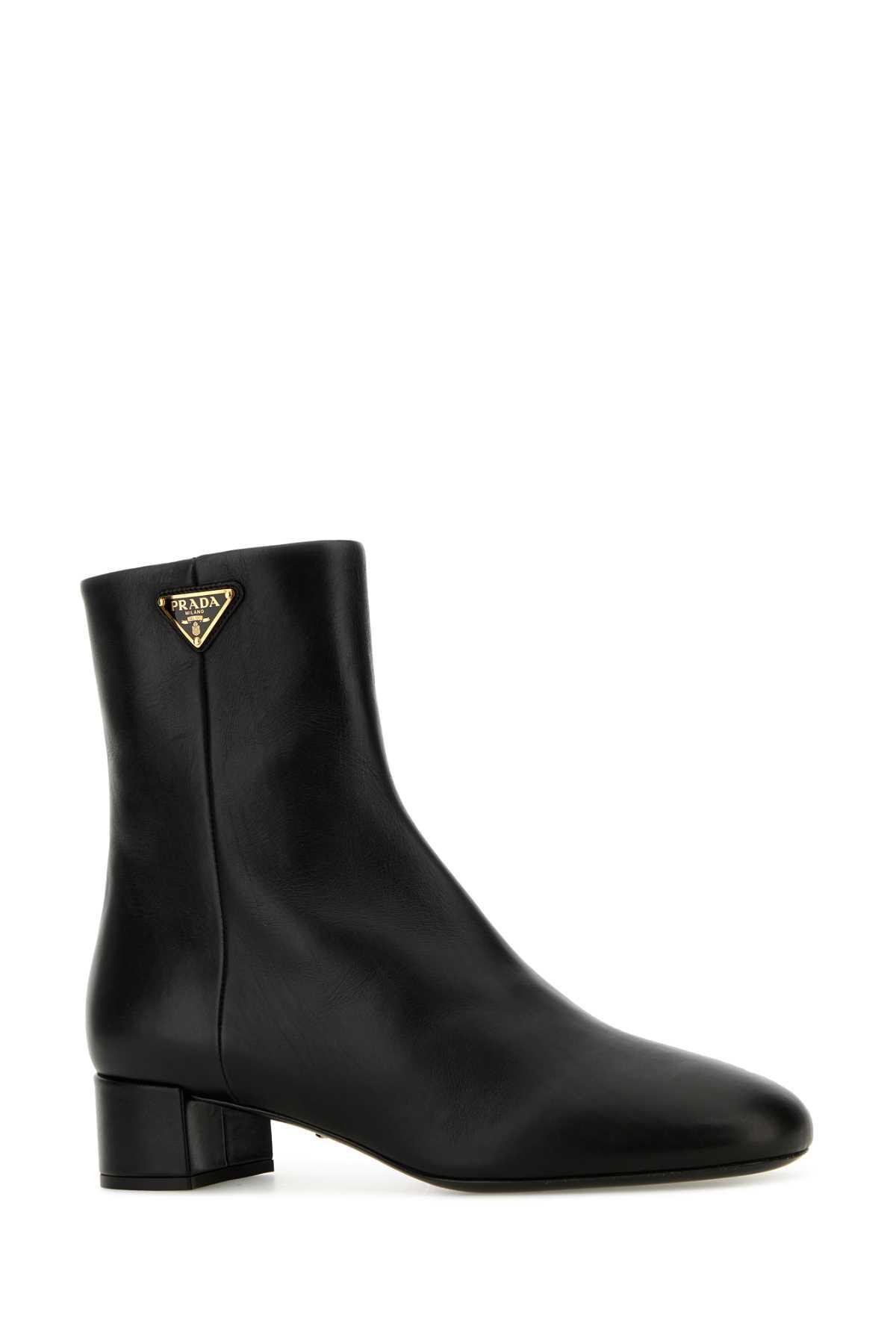 Black Leather Ankle Boots Product Image