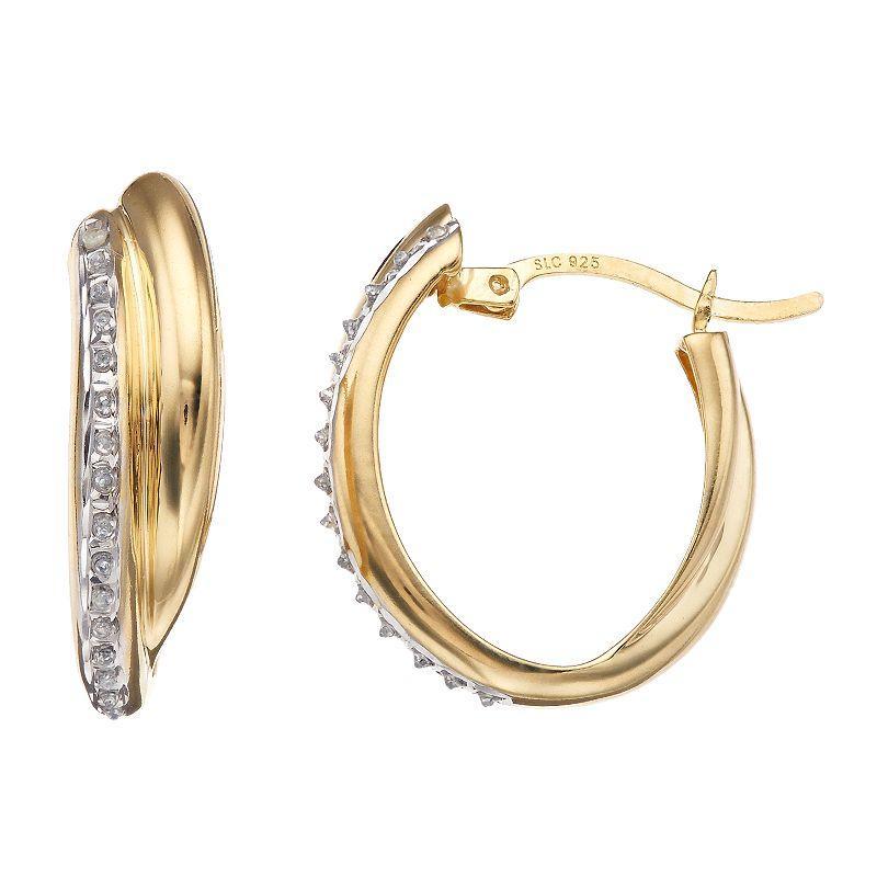 Diamond Mystique Sterling Silver Diamond Accent Double Oval Hoop Earrings, Womens, 18k Gold Over Silver Product Image