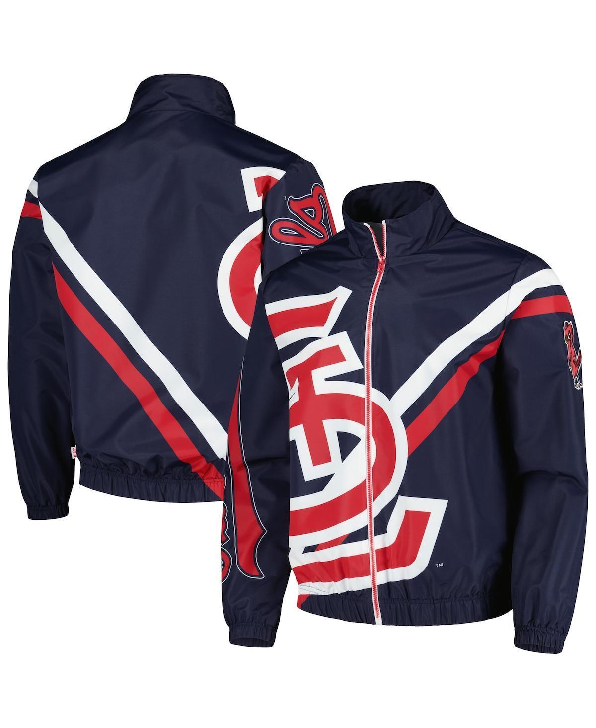 Mens Mitchell & Ness St. Louis Cardinals Exploded Logo Warm Up Full-Zip Jacket Blue Product Image