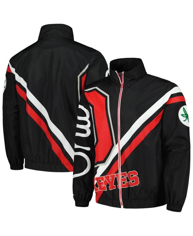 Mens Mitchell & Ness Black Ohio State Buckeyes Exploded Logo Warm Up Full-Zip Jacket Product Image