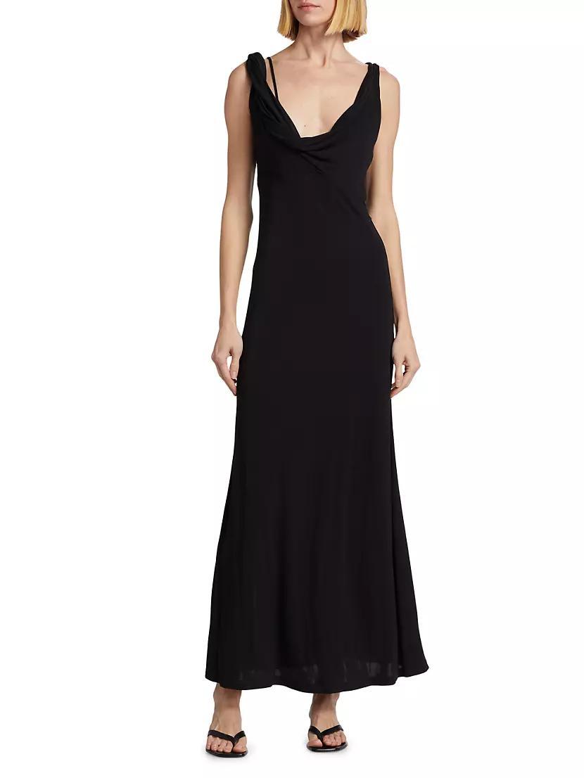 Crepe Jersey Twist Drape Maxi Dress Product Image