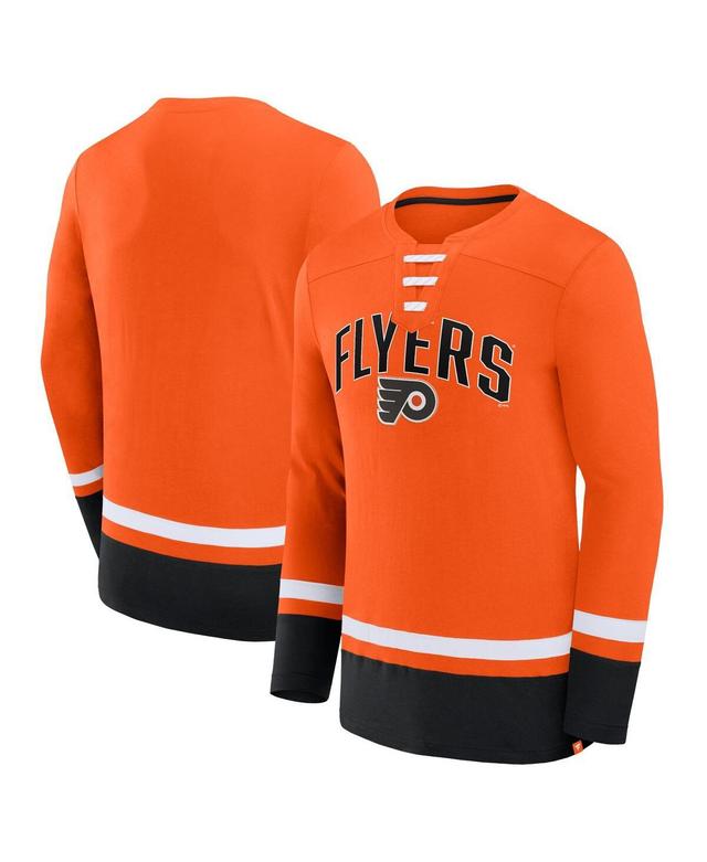 Mens Fanatics Branded Orange Philadelphia Flyers Back Pass Lace-Up Long Sleeve T-Shirt Product Image