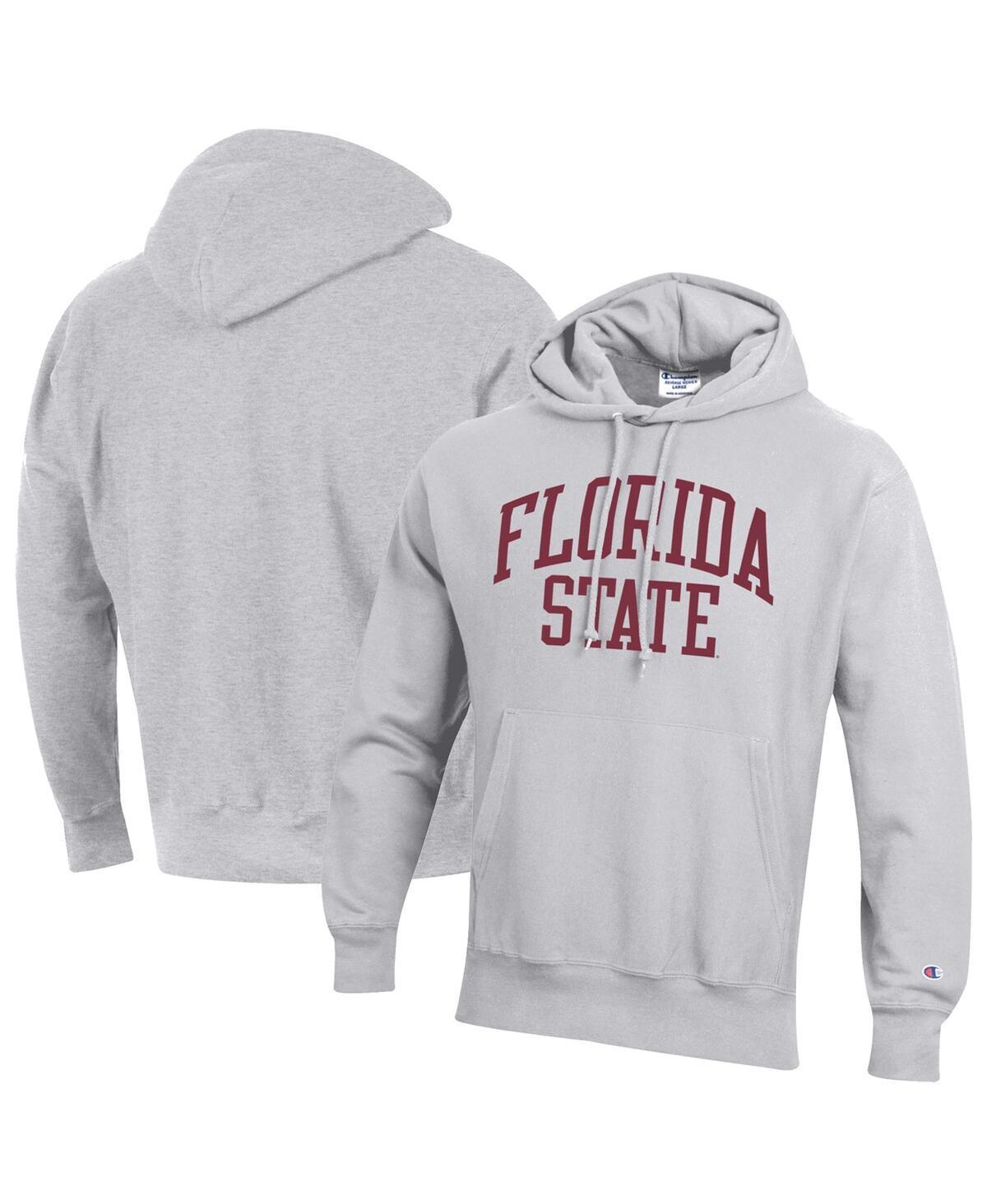 Mens Champion Heathered Gray Florida State Seminoles Team Arch Reverse Weave Pullover Hoodie Product Image