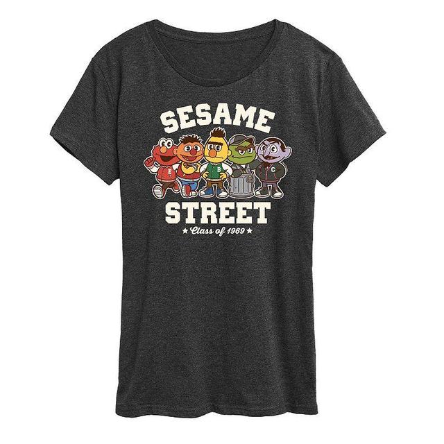 Womens Sesame Street Collegiate Graphic Tee, Girls Heather Grey Product Image