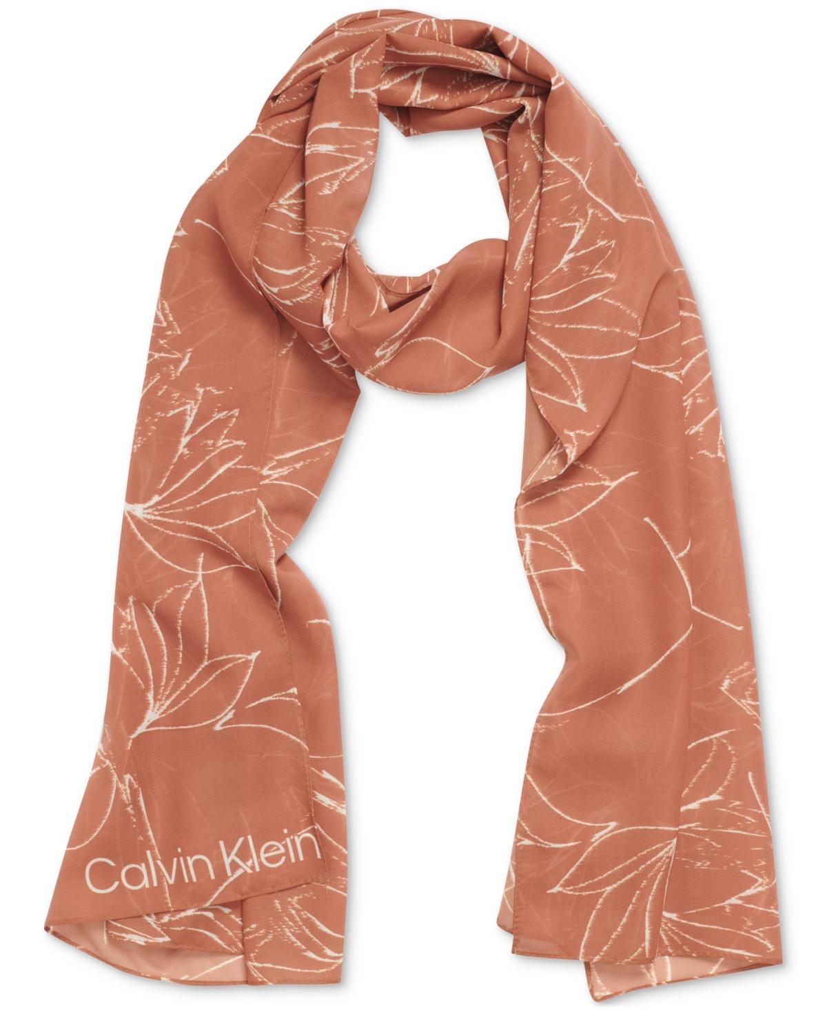 Calvin Klein Womens Orchid Floral Chiffon Scarf Product Image