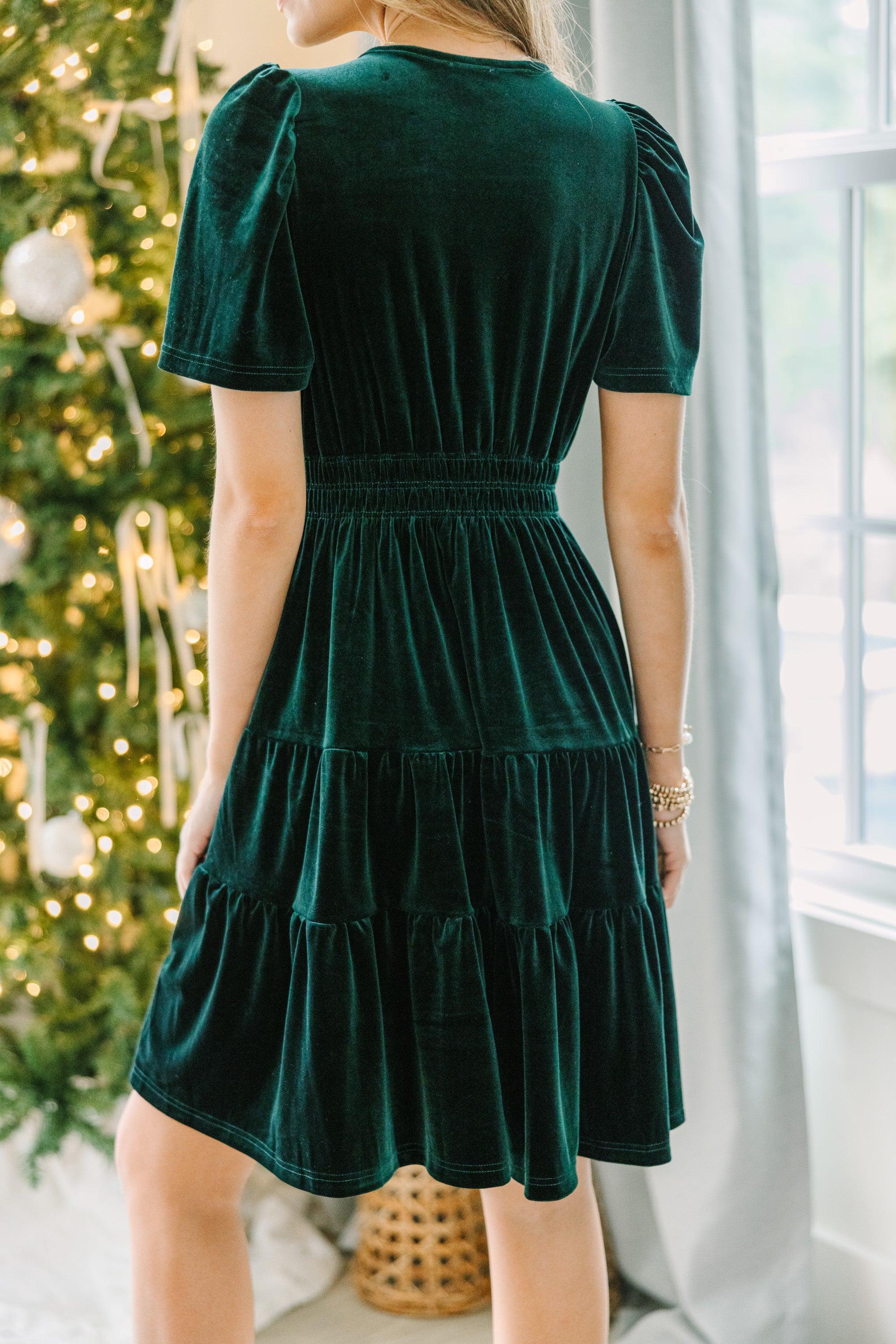 Always Turn To You Emerald Green Velvet Dress Female Product Image