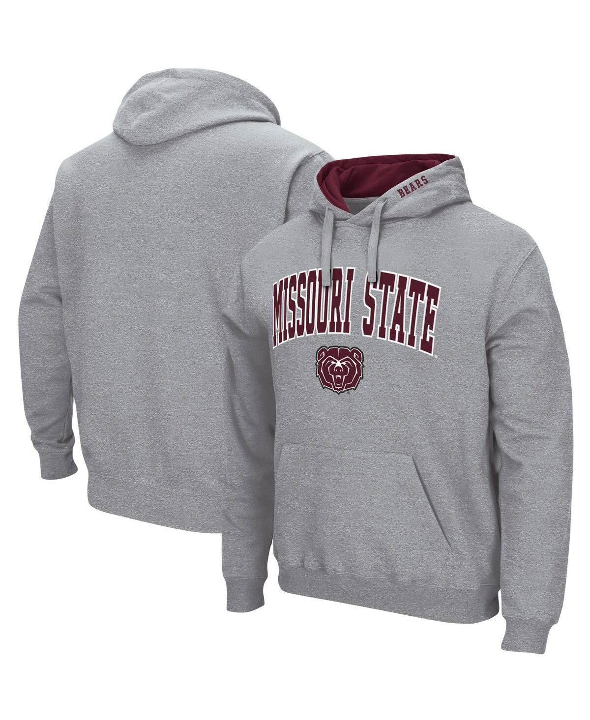 Mens Colosseum Heathered Gray Missouri State University Bears Arch and Logo Pullover Hoodie Product Image