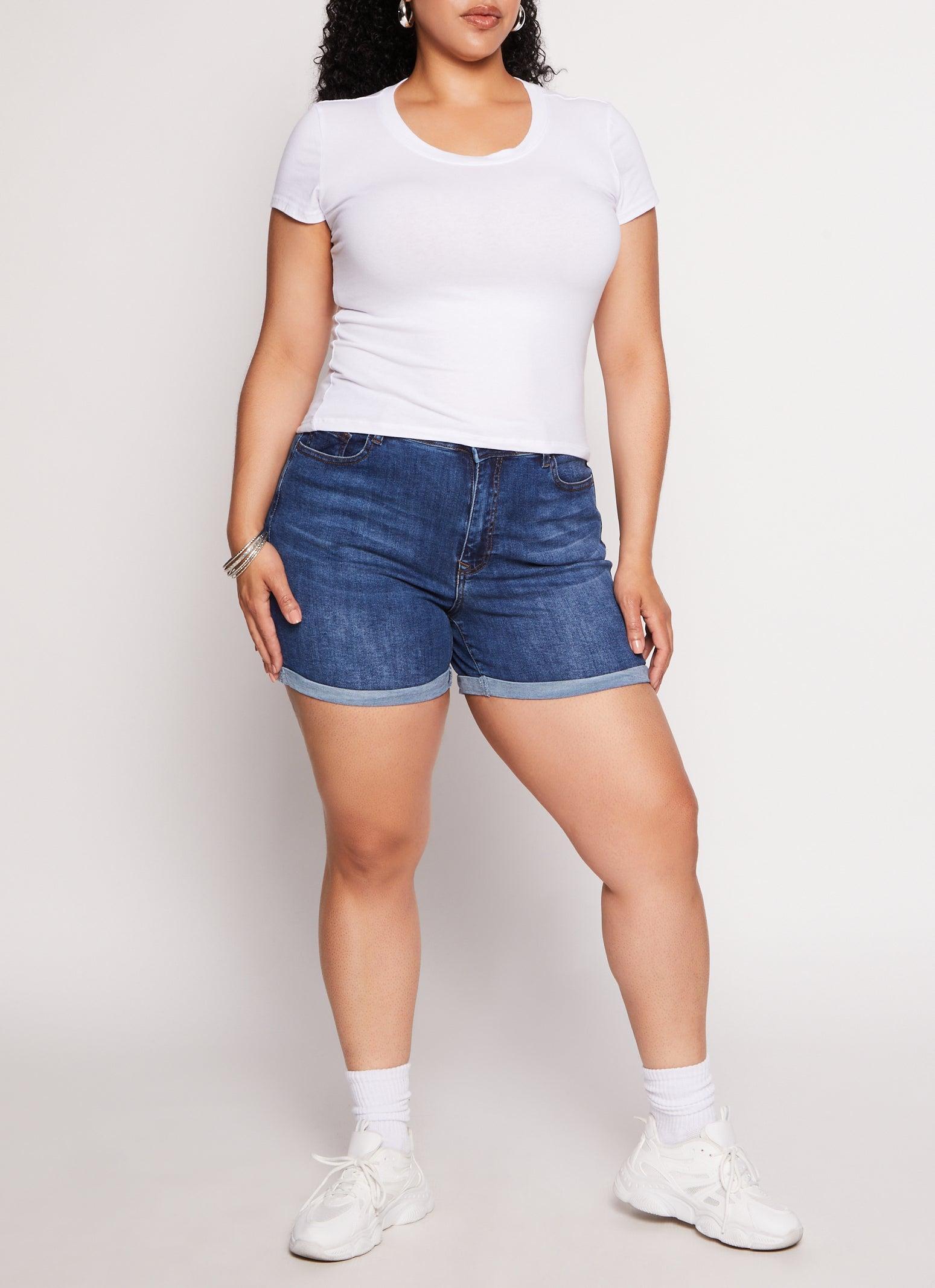 Womens Plus Size WAX High Waist Cuffed Shorts Product Image