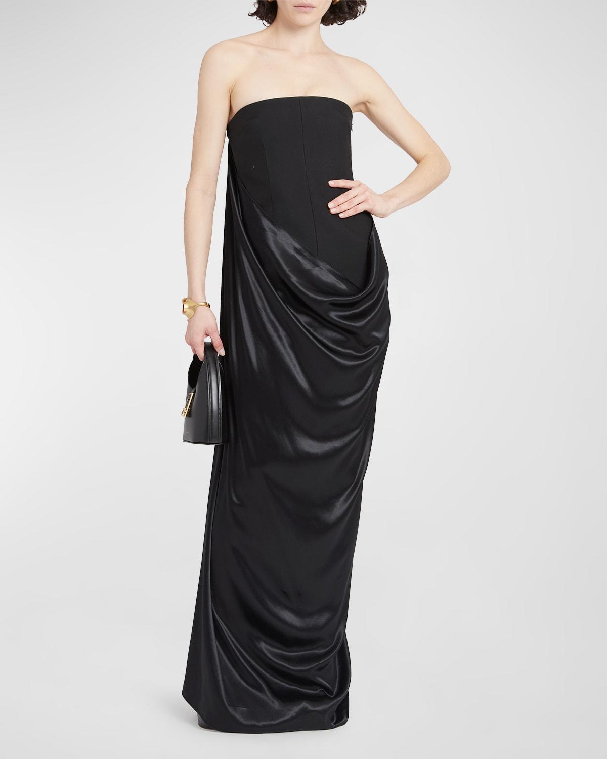 Womens Strapless Draped Hi-Lo Gown Product Image