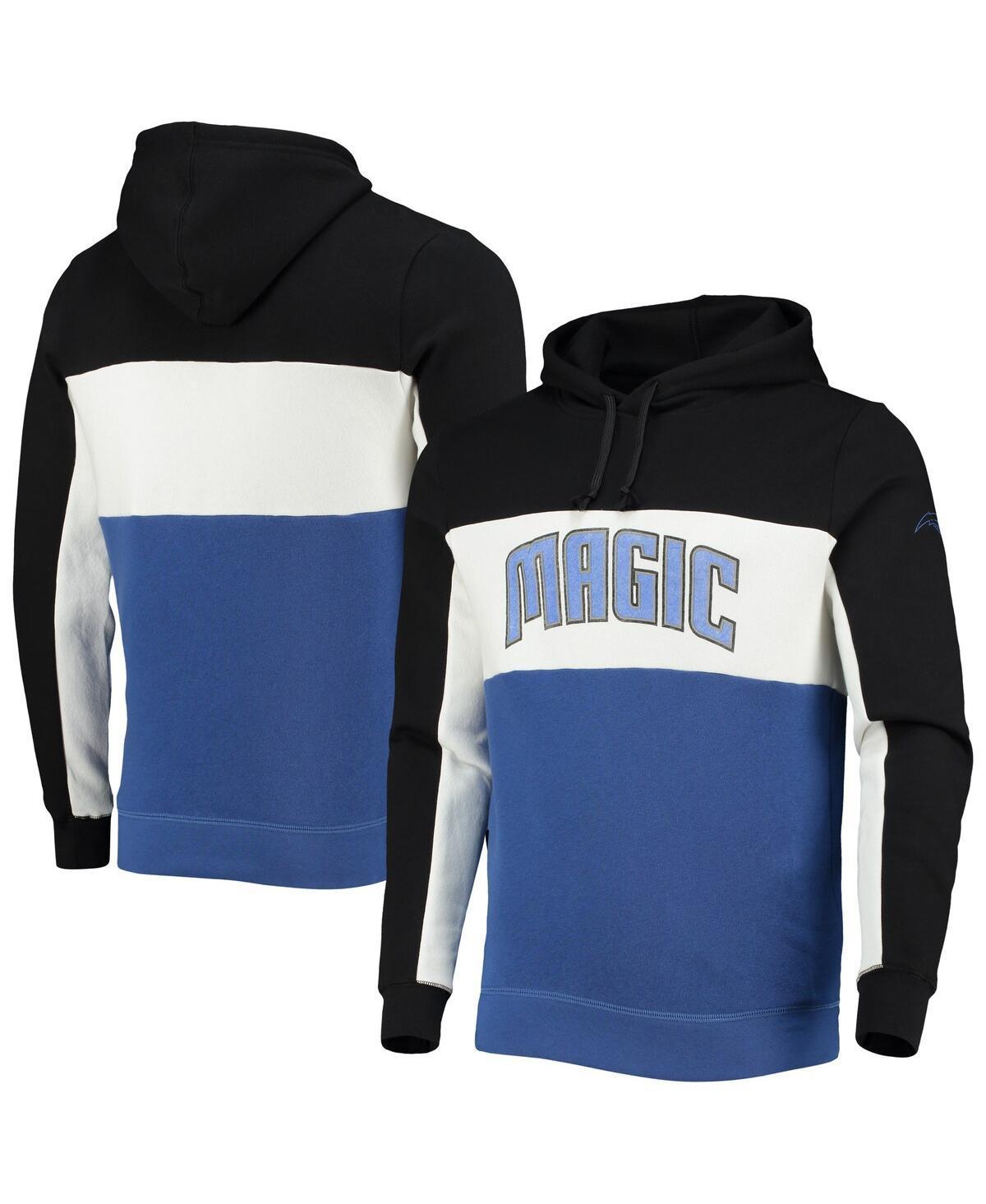 Mens Junk Food Black/White Orlando Magic Wordmark Colorblock Fleece Pullover Hoodie Product Image