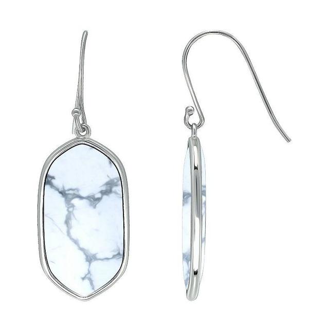 Aleure Precioso Sterling Silver Oval Gemstone Drop Earrings, Womens, White Product Image