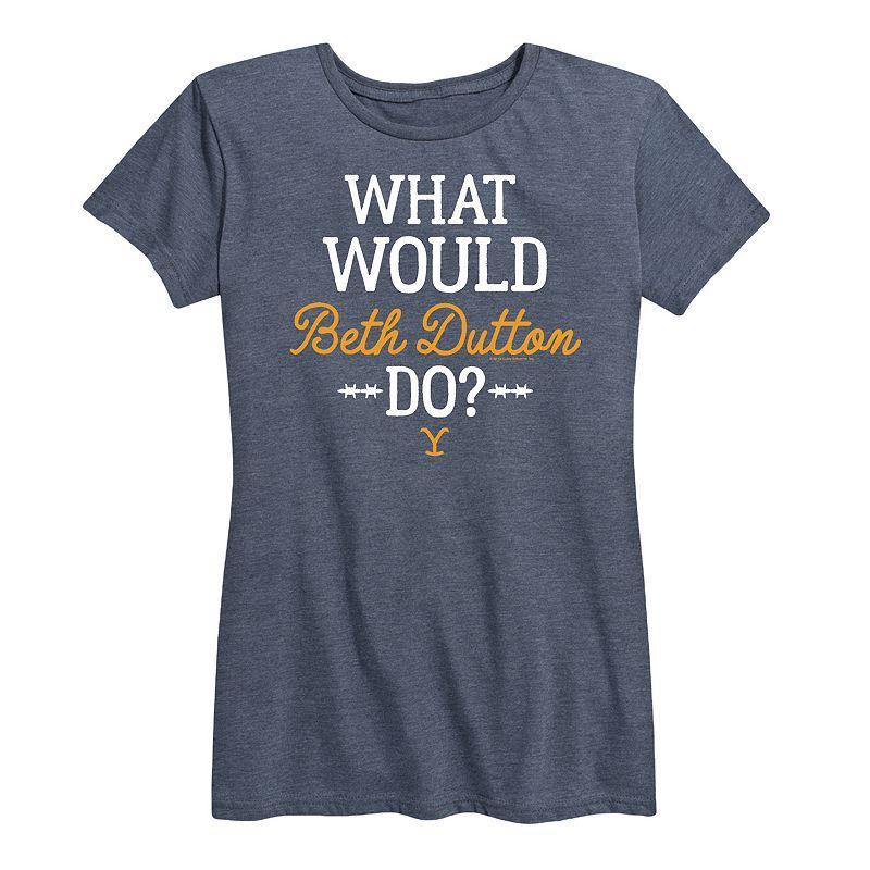 Hybrid  Yellowstone Womens Tee Shirts HEATHER - Heather Blue Yellowstone What Would Beth Dutton Do Relaxed-Fit Tee - Women & Plus Product Image