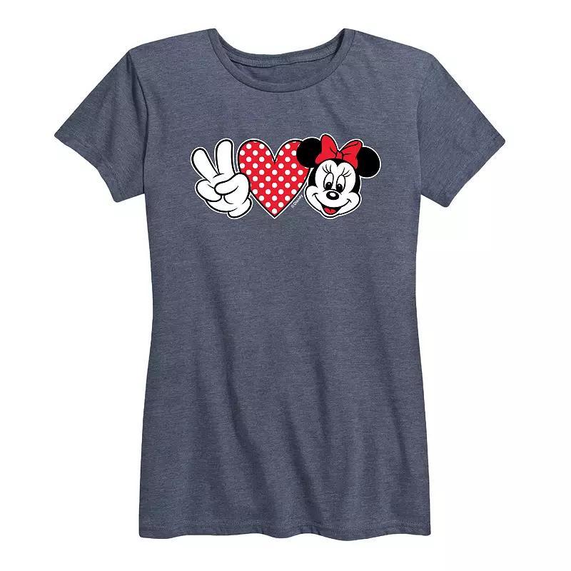 Disneys Minnie Mouse Womens Peace Love Graphic Tee Product Image