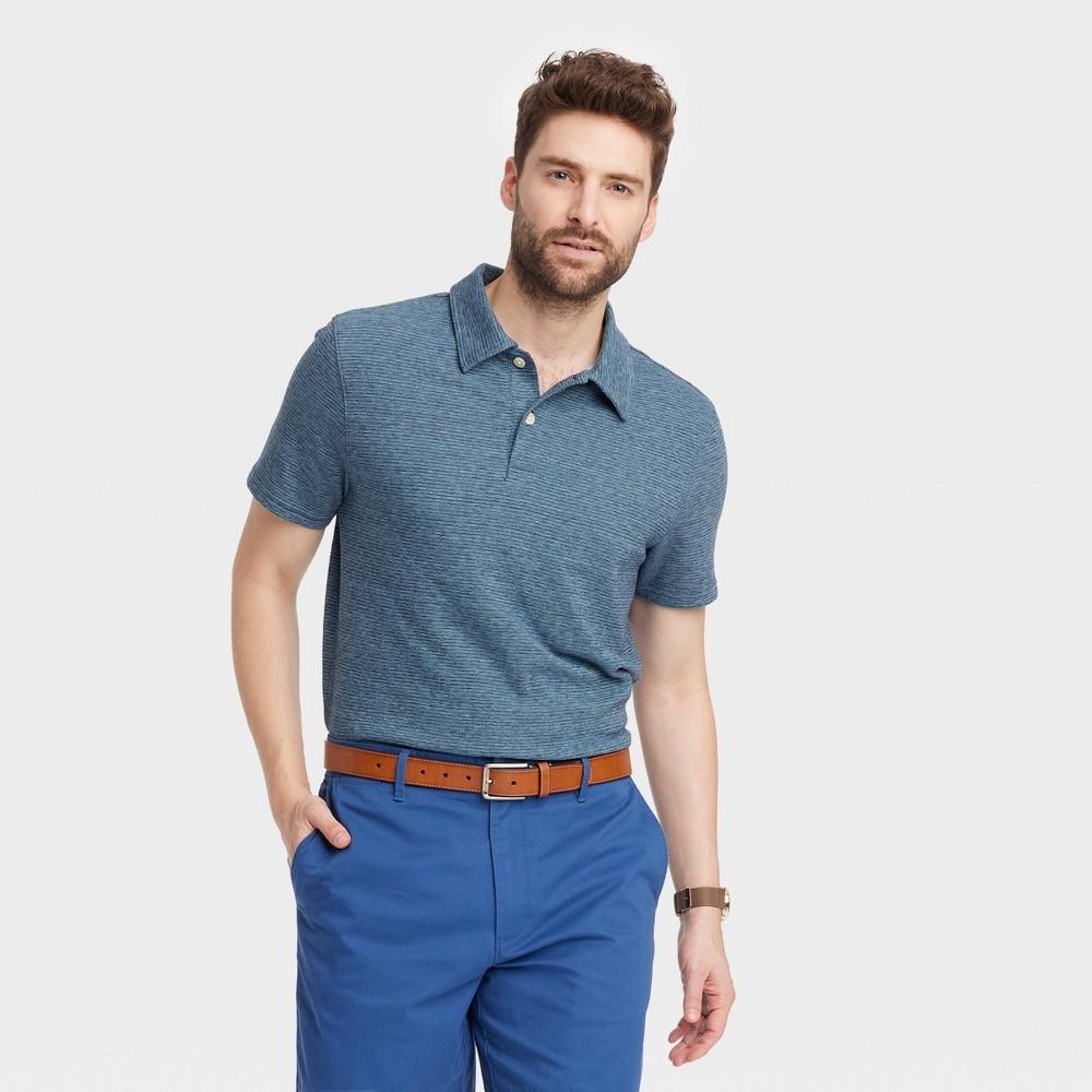 Mens Standard Fit Short Sleeve Polo Shirt - Goodfellow & Co Dark Blue XXL Product Image