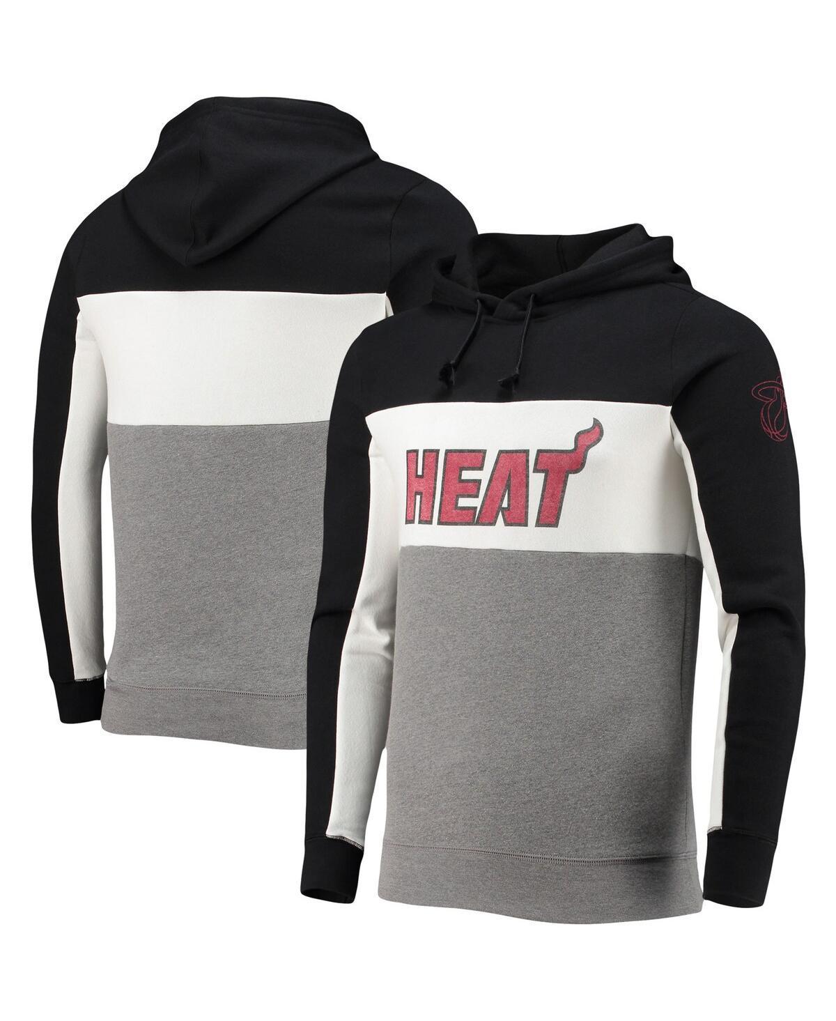 Mens Junk Food /White Miami Heat Wordmark Colorblock Fleece Pullover Hoodie Product Image