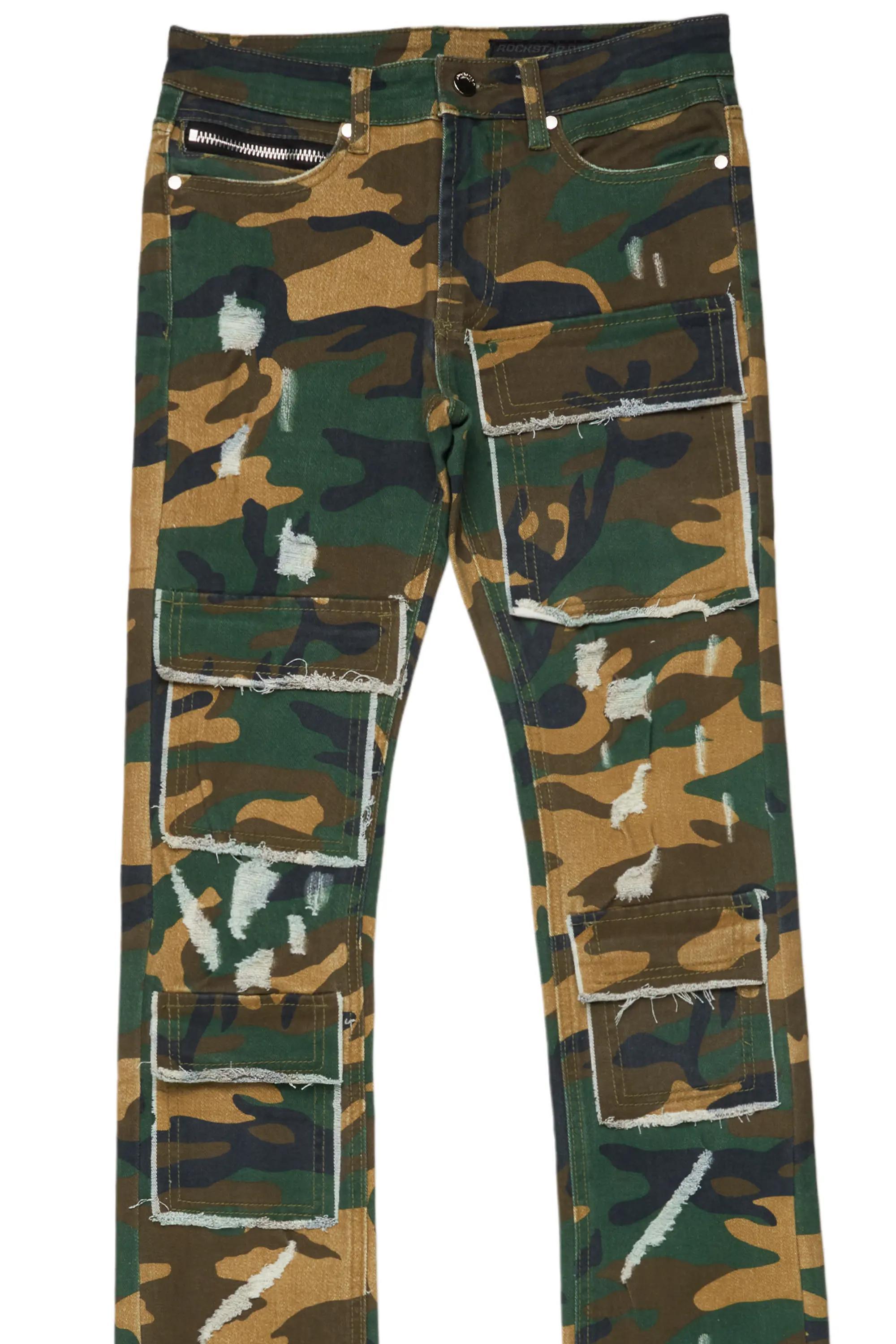 Petrus Camo Super Stacked Flare Jean Male Product Image